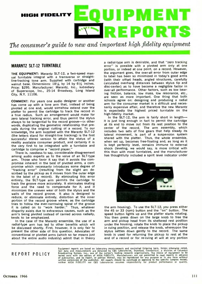 MARANTZ SLT-12 HIGH FIDELITY OCTOBRE 1966 1.jpg