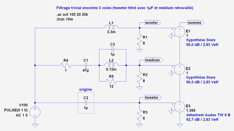 Filtrage trivial enceinte 3 voies (tweeter filtré avec 1µF et médium étendu en HF) (schéma).png