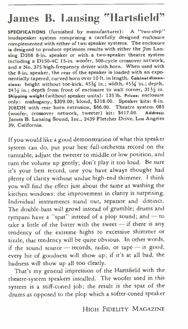 James B. Lansing Hartsfield, High Fidelity, Octobre 1954 1.jpg