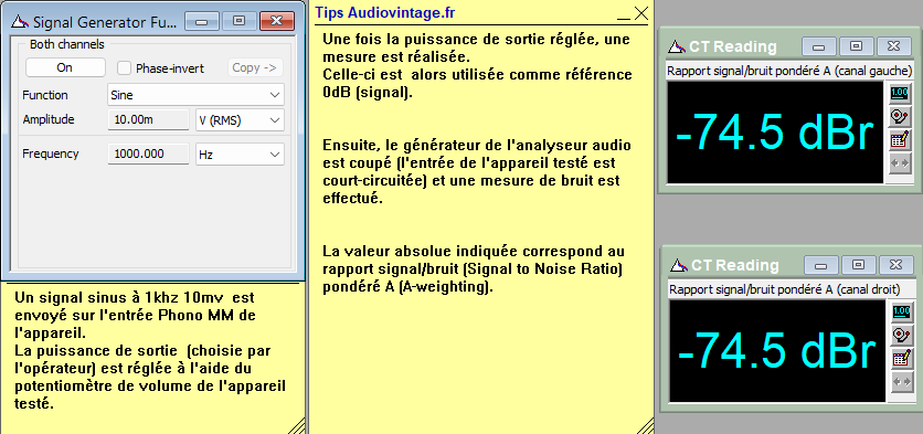 Akai AM-2600 : rapport-signal-bruit-a-2x1w-sous-8-ohms-entree-phono-tone-defeat