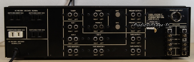 Harman Kardon Citation 17 : connectique.