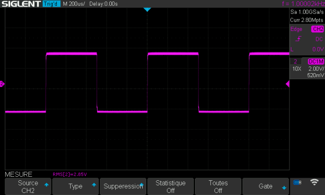 Kora Explorer 90 SII CSC : signal-carre-a-1khz