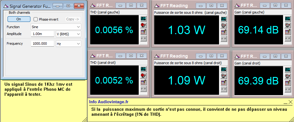 Luxman L-410 : distorsion-a-2x1w-sous-8-ohms-entree-phono-MC-tone-defeat