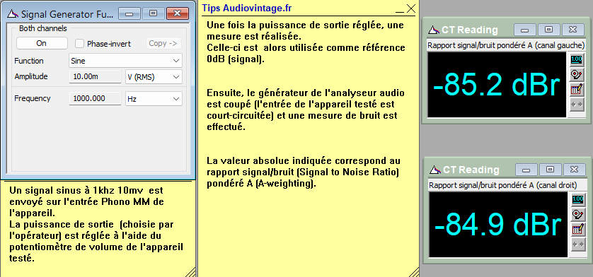 Luxman L-410 : rapport-signal-bruit-a-2x1w-sous-8-ohms-entree-phono-MM-tone-defeat