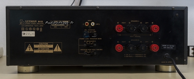 Luxman M-03 : connectique.