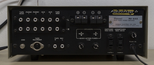 Sansui AU-222 : connectique.