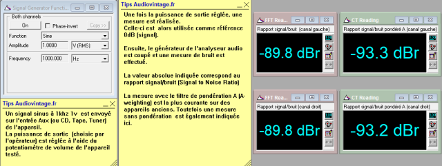 Sansui AU-717 : rapport-signal-bruit-a-2x1w-sous-8-ohms-entree-aux-tone-defeat