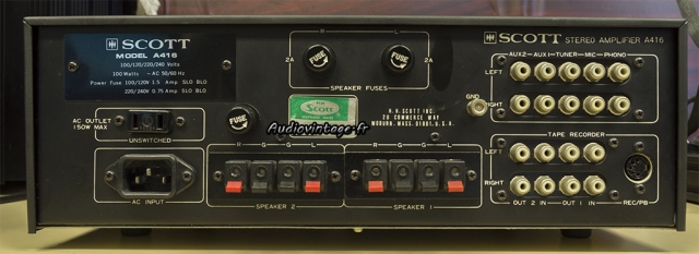 Scott A 416 : connectique.